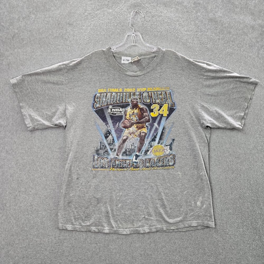 VINTAGE Los Angeles Lakers Men Shirt XL Shaquille O'neal NBA Finals MVP READ